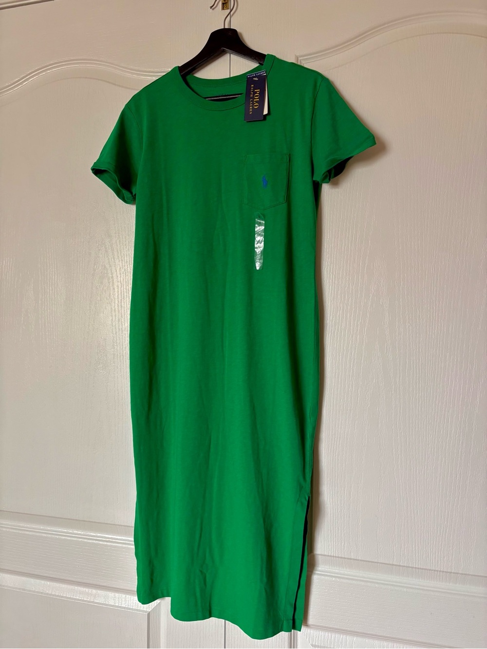 Ralph Lauren Bright Green Pocket Midi T-Shirt Dress